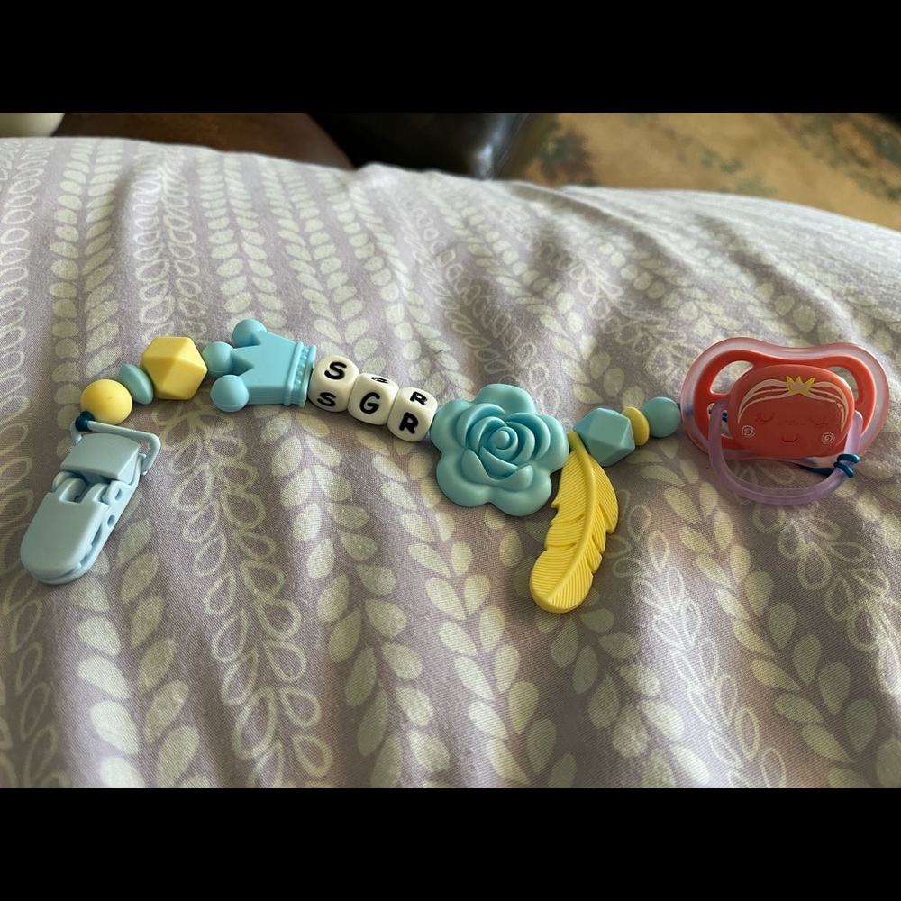 Custom pacifier clip holder & teether